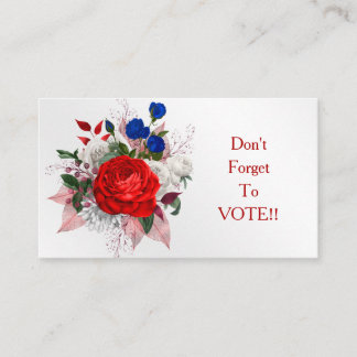 Patriotic Rose Bouquet Vote Reminder Visitenkarte