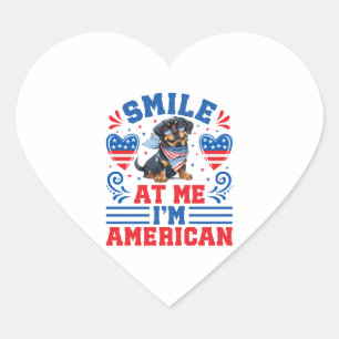 Patriotic Rottweiler Hund für den 4. Juli Herz-Aufkleber
