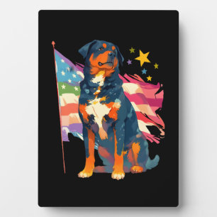 Patriotic Rottweiler mit US Flag Art Fotoplatte