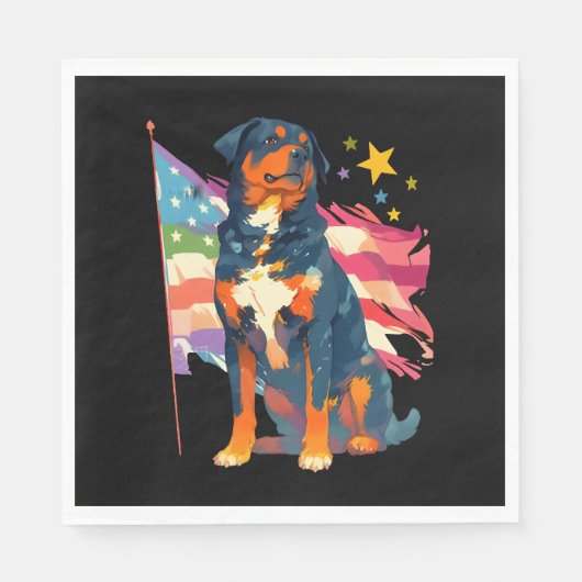 Patriotic Rottweiler mit US Flag Art Serviette (Vorderseite)