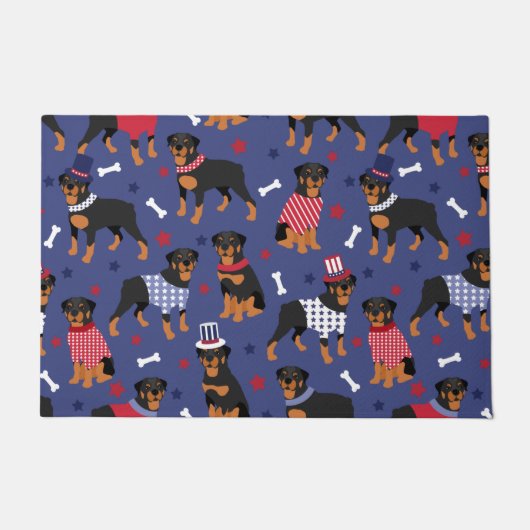 Patriotic Rottweiler Pattern Doormat Fußmatte (Vorderseite)