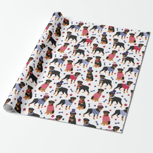 Patriotic Rottweiler Pattern Geschenkpapier (Ungerollt)