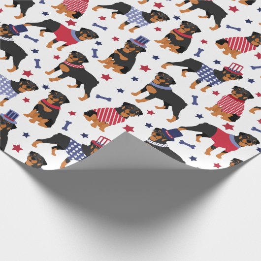 Patriotic Rottweiler Pattern Geschenkpapier (Ecke)