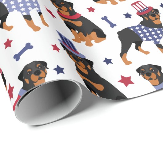 Patriotic Rottweiler Pattern Geschenkpapier (Rolleneckpunkt)