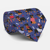 Patriotic Rottweiler Pattern Neck Tie Krawatte (Gerollt)