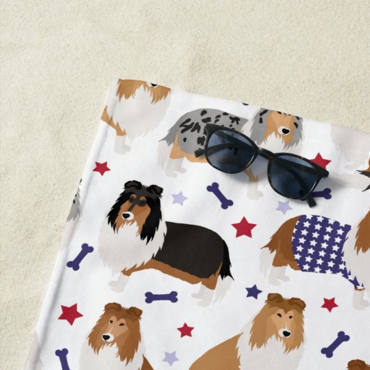 Patriotic Rough Collie Pattern Beach Handtuch (Beispiel)