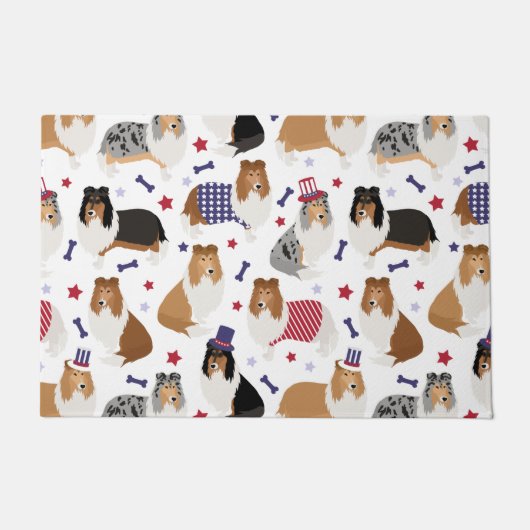Patriotic Rough Collie Pattern Doormat Fußmatte (Vorderseite)