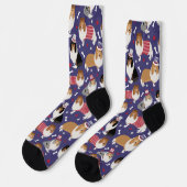 Patriotic Rough Collie Pattern Socken (Linkes Detail)