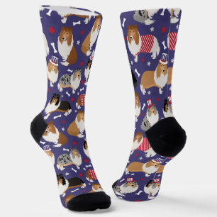 Patriotic Rough Collie Pattern Socken
