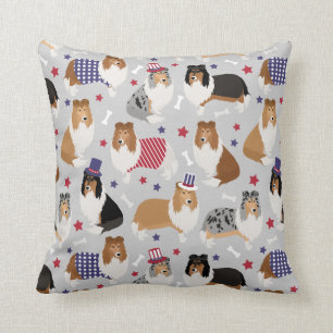 Patriotic Rough Collie Pattern Throw Kissen