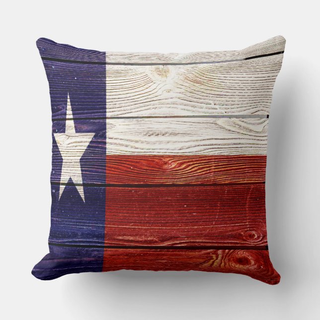 Patriotic Rustic Wood Texas Flag Kissen (Vorderseite)