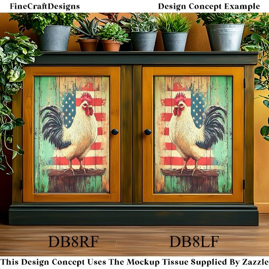 Patriotic Rustikales Bauernhaus Rooster DB8LF Deco Seidenpapier