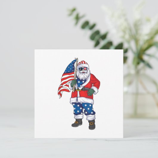 Patriotic Santa American Weihnachten 4. Juli San Einladung (Stehend Vorderseite)