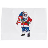 Patriotic Santa American Weihnachten 4. Juli San Große Geschenktüte (Rückseite)