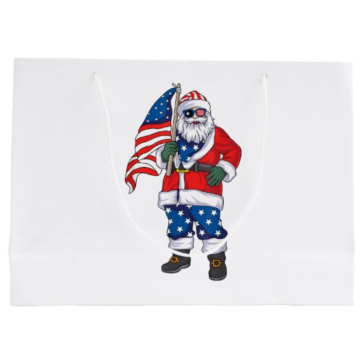 Patriotic Santa American Weihnachten 4. Juli San Große Geschenktüte (Rückseite)