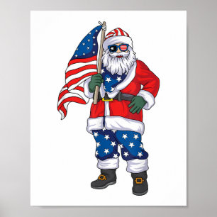Patriotic Santa American Weihnachten 4. Juli San Poster