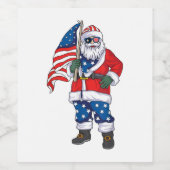 Patriotic Santa American Weihnachten 4. Juli San Weinetikett (Einzelnes Label)
