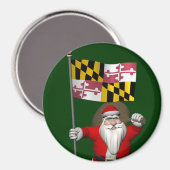 Patriotic Santa Claus besucht Maryland Magnet (Vorderseite/Rückseite)