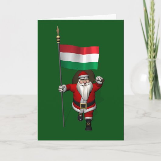 Patriotic Santa Claus besucht Ungarn Feiertagskarte (Vorderseite)