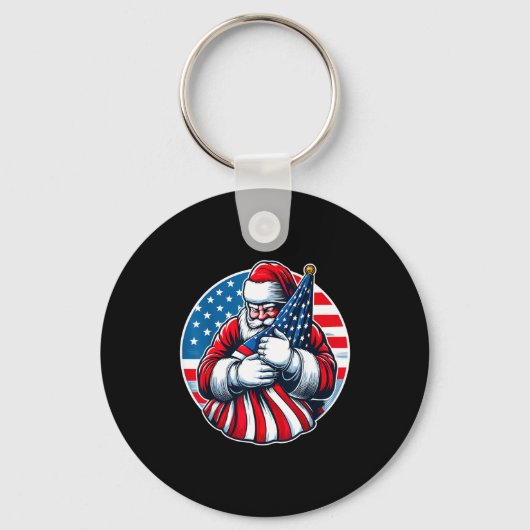 Patriotic Santa Claus For Men Women Usa Flag Chris Schlüsselanhänger (Vorderseite)
