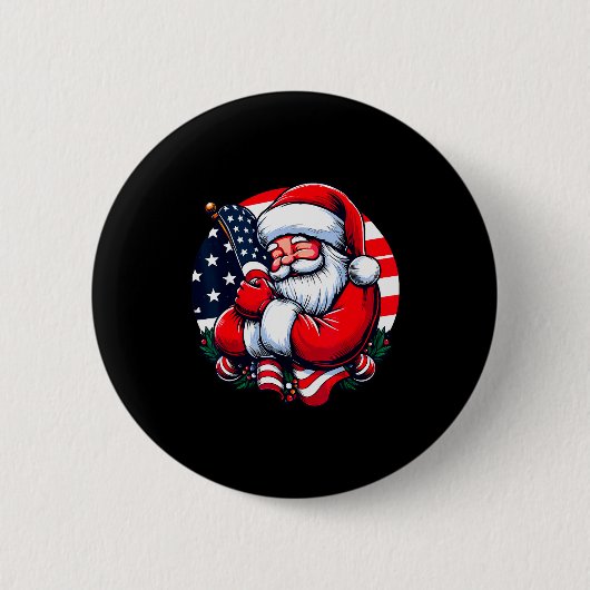 Patriotic Santa Claus Men Women Usa Flag Christmas Button (Vorderseite)