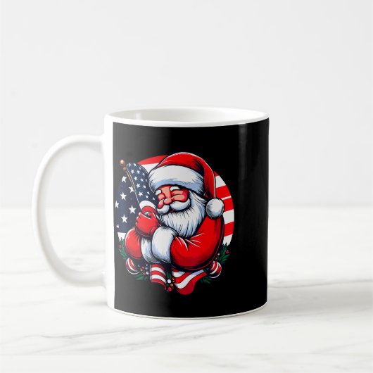 Patriotic Santa Claus Men Women Usa Flag Christmas Kaffeetasse (Links)