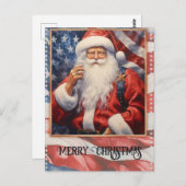 Patriotic Santa Claus Watercolor Postkarte (Vorne/Hinten)