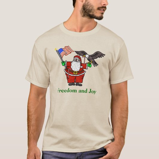 Patriotic Santa Flag & Eagle Weihnachten T - Shirt (Vorderseite)