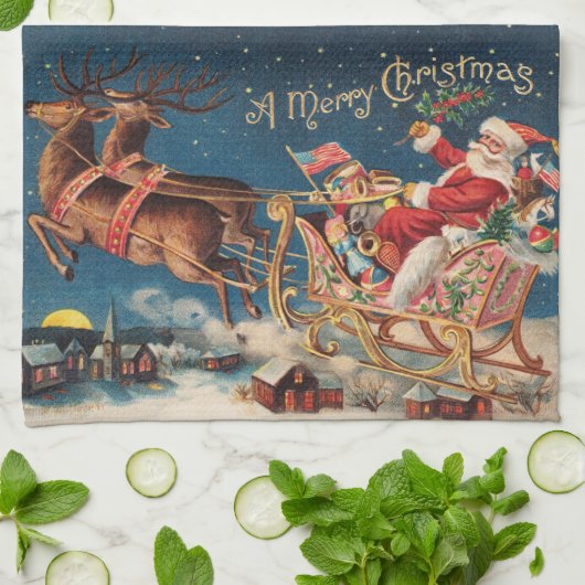 Patriotic Santa Geschirrtuch (Gefaltet)