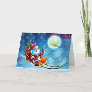 Patriotic Santa God Bless America Version Karte