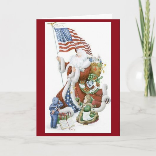 Patriotic Santa Greeting Card Feiertagskarte (Vorderseite)