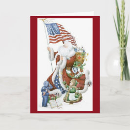 Patriotic Santa Greeting Card Feiertagskarte