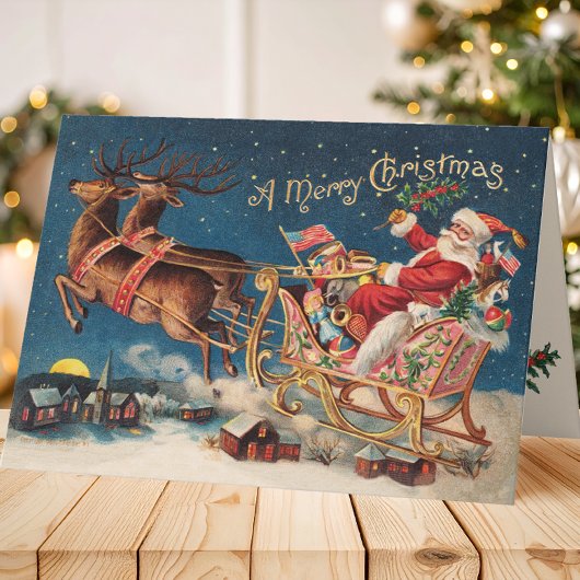 Patriotic Santa Merry Weihnachtskarte Feiertagskarte