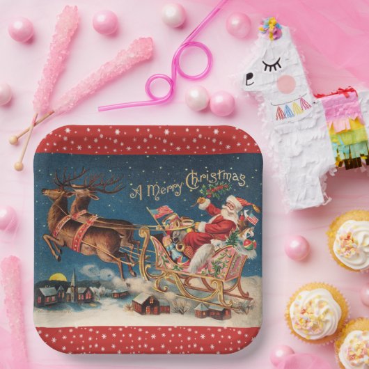 Patriotic Santa Pappteller (Party)