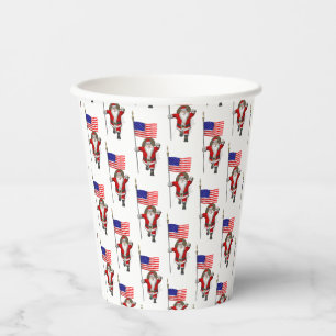 Patriotic Santa Visiting USA Pappbecher