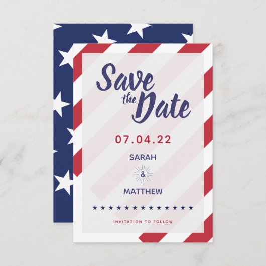 Patriotic Save the Date - US-Flagge (Vorne/Hinten)