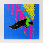 Patriotic Scooter Rider und US Flag Artwork Puzzle (Horizontal)