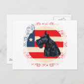 Patriotic Scottish Terrier on Flag Postkarte (Vorne/Hinten)