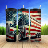 Patriotic Semi-Truck mit USA Flag Monogram Thermosbecher