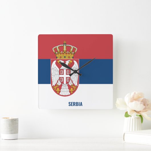 Patriotic serbische Nationalflagge Quadratische Wanduhr (Zuhause)