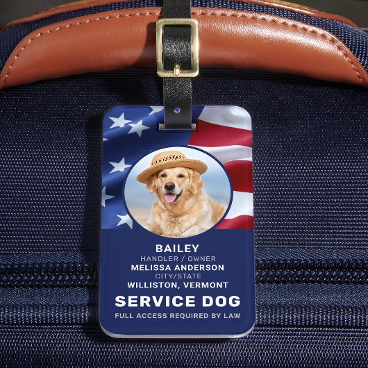 Patriotic Service Dog Foto ID Abzeichen American F Gepäckanhänger