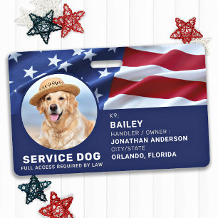 Patriotic Service Dog USA American Flag Foto ID Ausweis