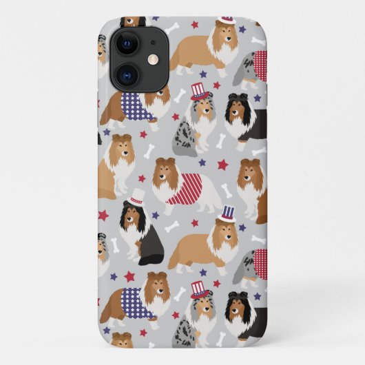 Patriotic Sheltie Shetland Sheepdog Case-Mate iPhone Hülle (Rückseite)