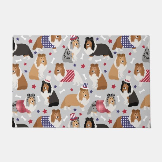 Patriotic Sheltie Shetland Sheepdog Doormat Fußmatte (Vorderseite)