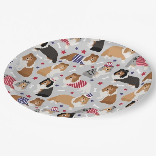 Patriotic Sheltie Shetland Sheepdog Paper Teller (Schrägansicht)