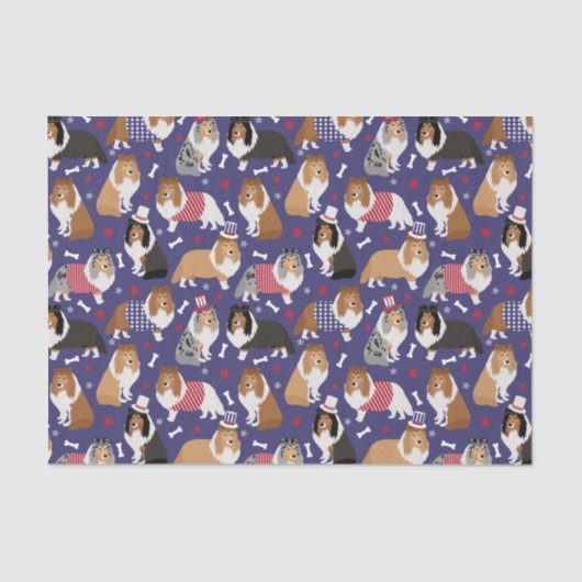 Patriotic Sheltie Shetland Sheepdog Seidenpapier (Vorderseite)