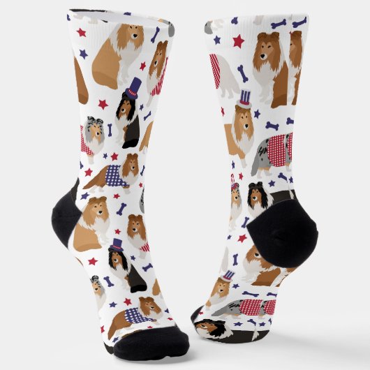 Patriotic Sheltie Shetland Sheepdog Socken (Gewinkelt)
