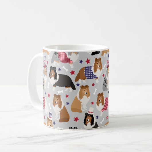 Patriotic Sheltie Shetland Sheepdog Tasse (Vorderseite Links)
