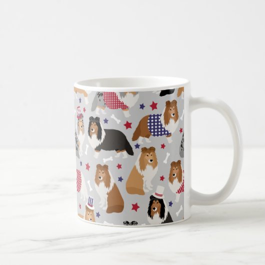 Patriotic Sheltie Shetland Sheepdog Tasse (Rechts)