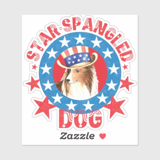 Patriotic Sheltie Vinyl Sticker (Blatt)